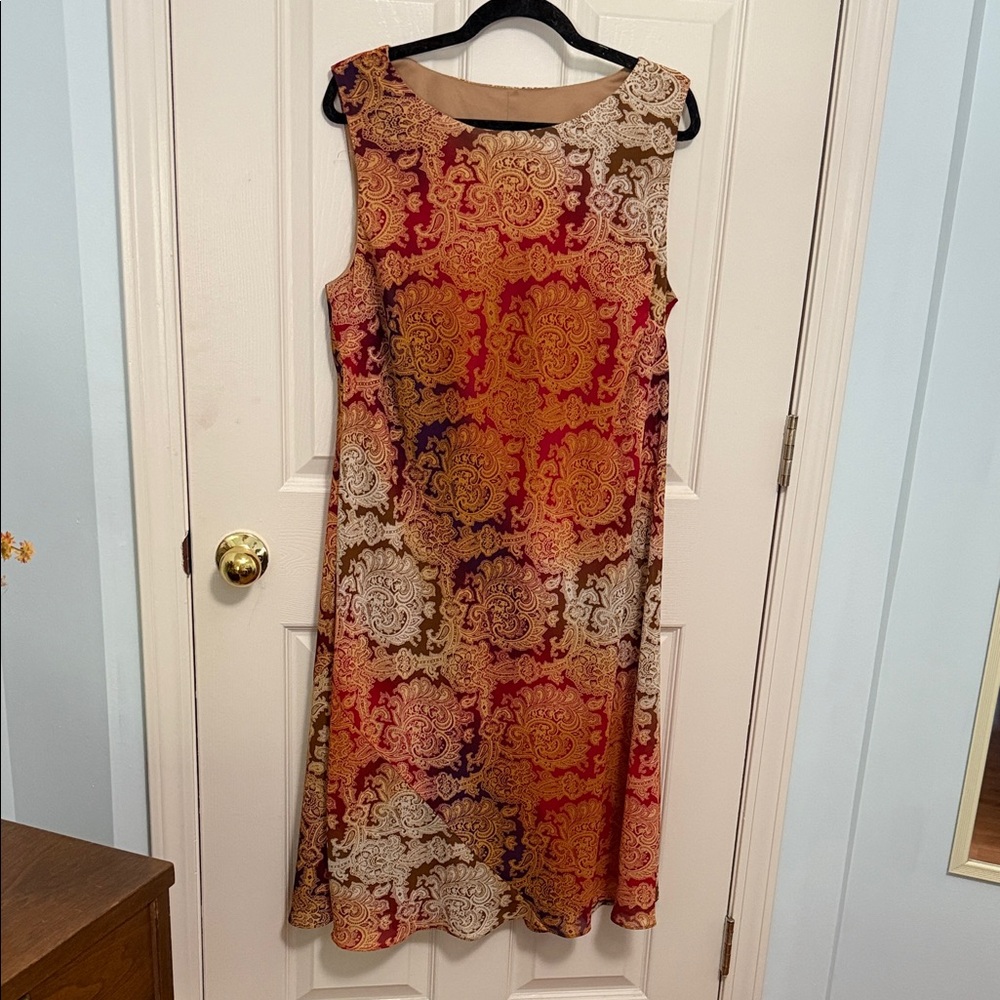 Rabbit Rabbit Rabbit Elegant Red and Brown Midi Dress